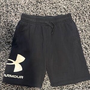 Under Armour Men's Black Shorts with White Logo